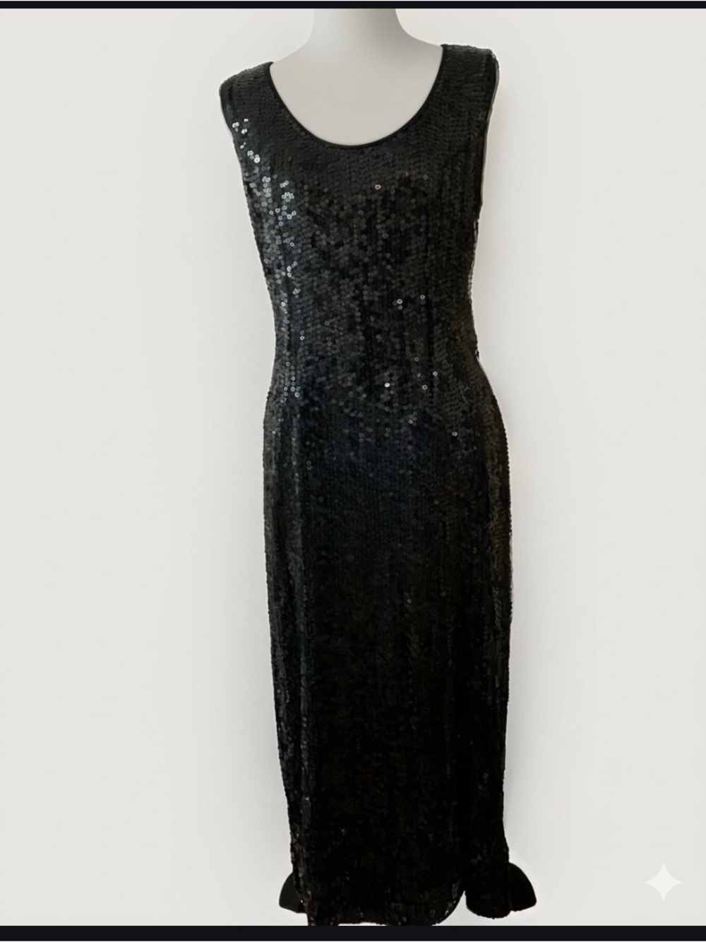Vintage 1980 1990 Laurence Kazar NY Sequin Backless Maxi Dress Art Deco Gatsby
